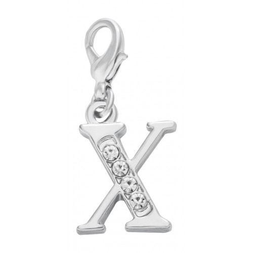 Handmade Personalised Letter X Clip On Charm with Rhinestones